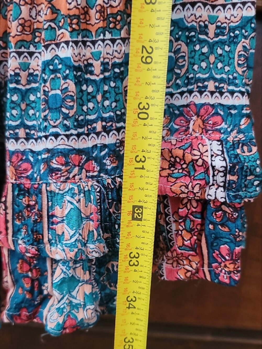 Angie Boho Chic Floral Sundress in Teal, Coral & Indigo - Picture 12 of 13